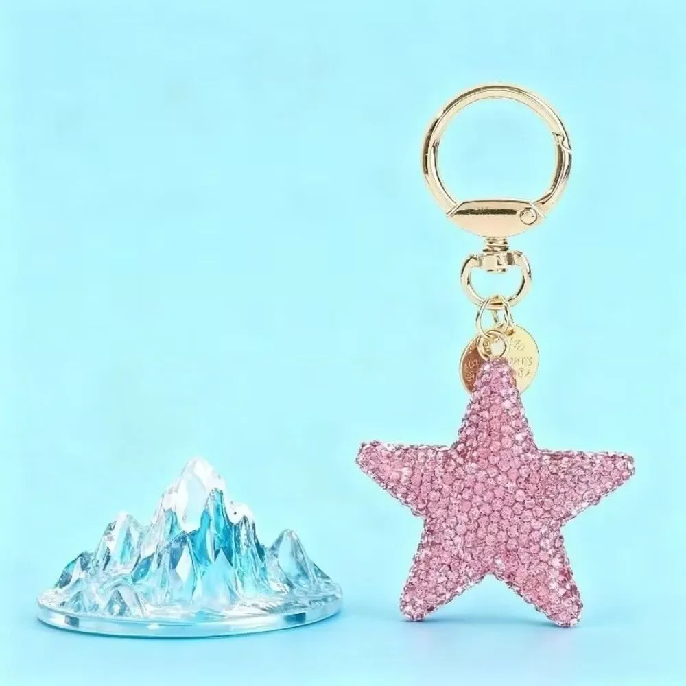 All Over Rhinestone Star Gold Key Chain Purse Backpack Charm Keychain